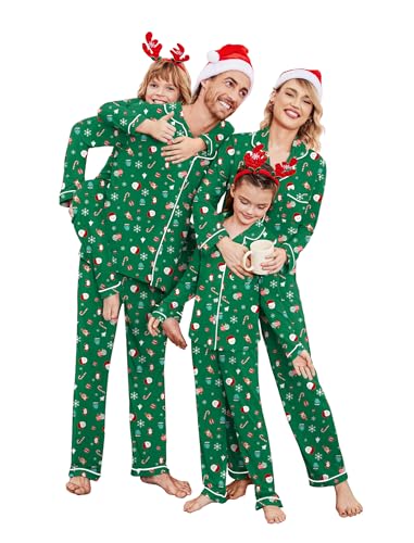 Ekouaer Christmas Family Matching Pajamas Long Sleeve Button Down Pj Set Festival Party...