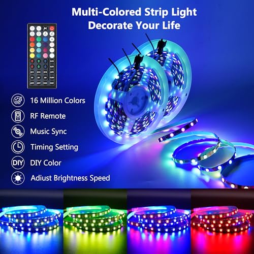 Image of Torkase 40ft LED Strip Lights(2 Rolls of 20ft), Music Sync Color Changing Strip Lights with Remote, Suitable for Home Bedroom Patry Birthday Holidays Decoration