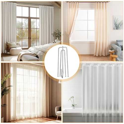 Miniatura 7 de 30 Piezas Ganchos Para Cortinas De Acero Inoxidable, Gancho De Pliegues Para Cortina, Ganchos Para Cortina De Ducha De Metal, 4 Puntas Gancho Para Visillos Para Cortinas, Ventanas, Puertas, Baños
