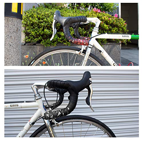 Gorix Bar Tape Handlebar Grip Wrap+2 Bar Plug Rose Pattern Road Mountain Bicycle Cycling (Gx-Bara(Global Edition)) (Black×Celeste) #TOP5