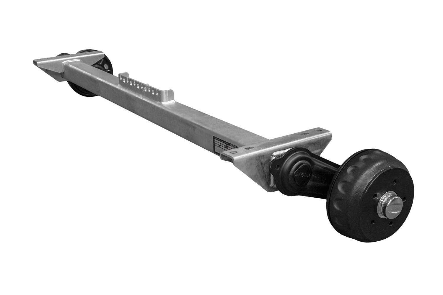 Knott Eje con Freno 1350 kg para Remolque y Plataforma, Medidas 1450 mm y 1900 mm, Patrón 5x112, Suspensión de Torsión de Caucho y Sistema de Freno Backmat