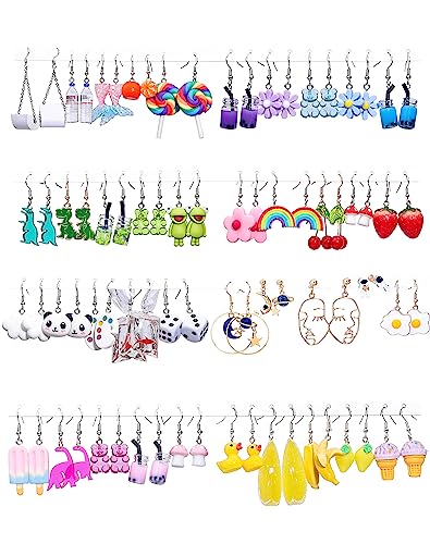 40 Pairs Fun & Funky Weird Earrings: Novelty Earring Collection for Women– Mushroom, Gummy Bear, Boba, Duck, and More! (Bulk Pack)