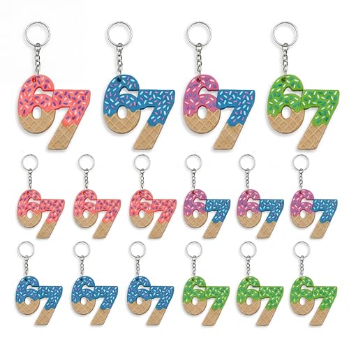 Konohan 12 Pcs Baseball Ice Cream Drip Six Seven Keychain DIY Silicone Ice Cream Number 6 7 Keychain Funny 6 7 Party Favors for Birthday Party Team Gifts Travel Bag Luggage Suitcase