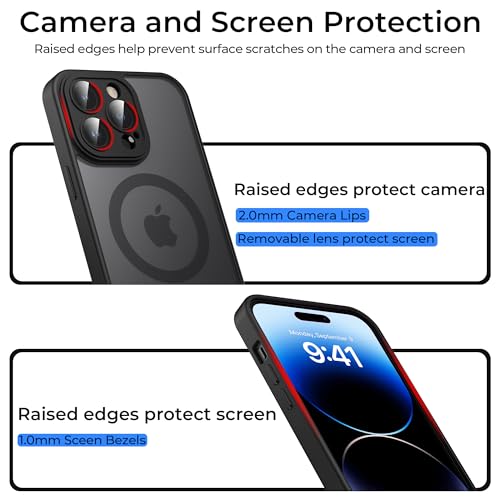 Image of Tobfit Magnetic Case for iPhone 14 Pro Max Compatible with Mag Safe, Translucent Matte Back Slim Shockproof Phone Cover for iPhone 14 Pro Max