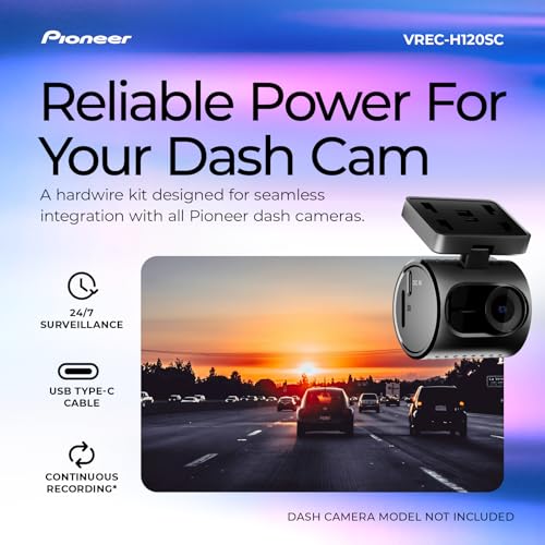 Image of Pioneer RD-HWK300 USB-C Hardwire Kit for Compatible Dash Cams - 12-24V to 5V with Low Voltage Protection, Fuse Safety, Parking Mode Support for Continuous Recording