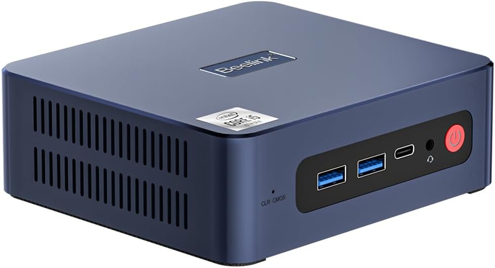 Beelink SEi10 Mini PC, 10th Gen Intel i5-1035G7 Up to 3.7GHz, 16GB DDR4 1T NVMe SSD, 4K@60Hz Triple Display, DP/HDMI/Type-C/USB3.2/WiFi6/BT5.2, Mini Desktop Computer for Business