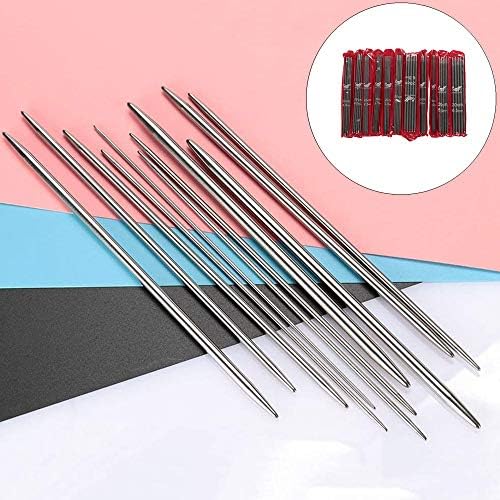 55 Pcs Double Pointed Knitting Needles Stainless Steel Straight Needles Set for Sweater (11 Sizes × 5 Sets)