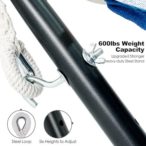 Image of GAFETE Double Hammocks with Stand for Outside, Max 600lbs, (Green Blue)