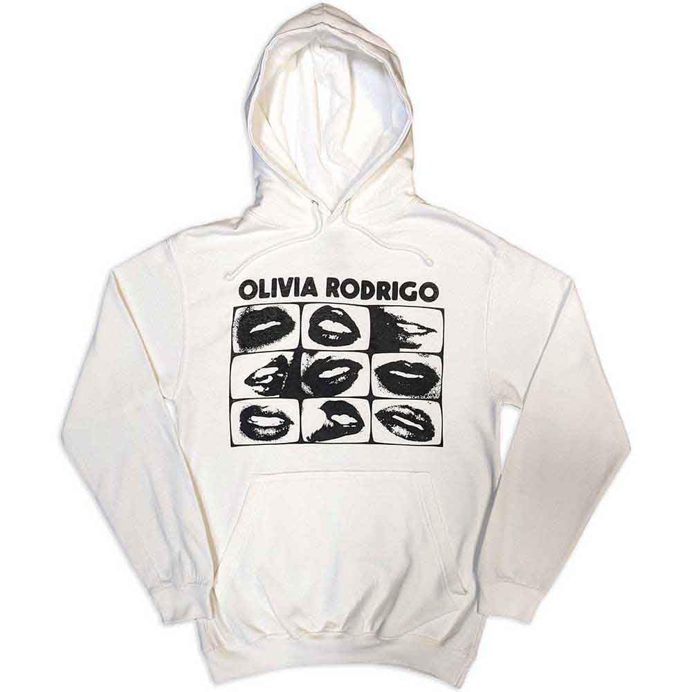 Rock Off officially licensed products Olivia Rodrigo Threshold Lips Grid Pullover Hoodie M White