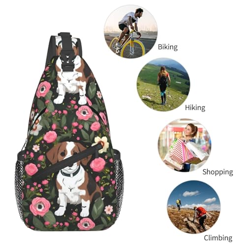 Morrales Crossbody con Estampado de Perro y Flores miniatura 6