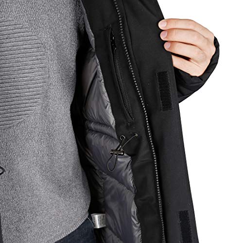 Hard Land Women's Goose Down Parka Jacket Waterproof Winter Coat Mid Length Arctic Military With Fur Hood Black Size L #TOP3