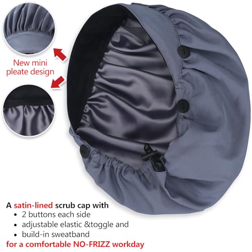 Image of ABAMERICA Bouffant Caps with Button and Sweatband, Adjustable Scrub Caps for Women Men, One Size Multi Color
