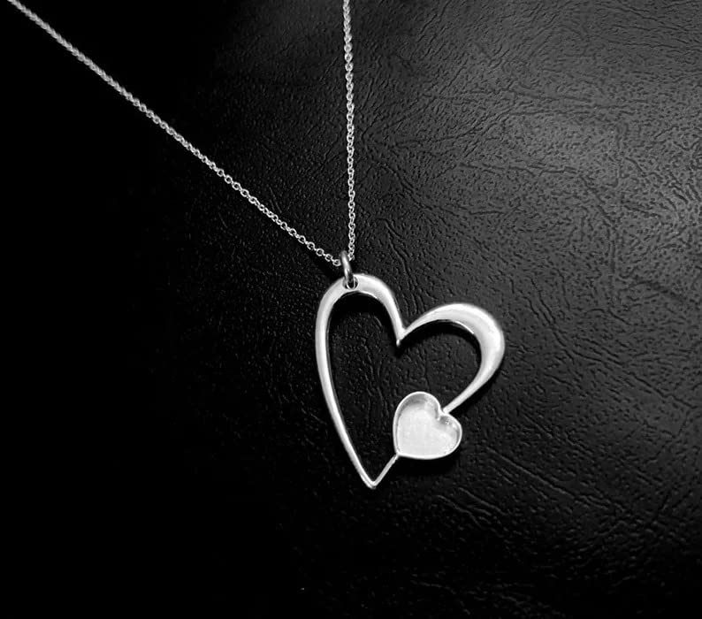 Miniatura 5 de Sterling Silver 925 Marked Heart Shape Pendant, 7MM Heart Bezel, Best For Resin, Milk, Memorial Keepsake Jewelry, Gift For Her, Heart Locket