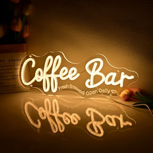 Image of Britrio Coffee Bar Neon Sign for Home Coffee Station Kitchen Wall Decor LED Light Up Business Neon Sign Cafe Shop Pub Counter Restaurants Window Display Birthday Party Decor 5V USB 15.75''