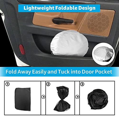 Image of Proadsy Front Windshield and Side Windows Custom Fit 2018-2025 2026 Freightliner Cascadia, Semi-Truck Semi, Commercial & Big Rig Truck Sun Shade Foldable Sun Protector Privacy Cover