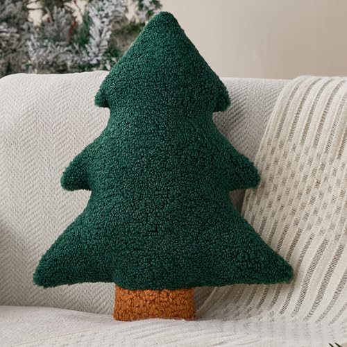 Image of Allorry Christmas Pillows Green Christmas Tree Large Shaped Soft Plush Christmas Decor Pillow for Party Xmas Winter Holiday Home Sofa Cushion Cases WL-006G