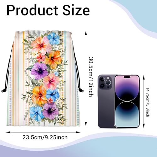 Image of Hibiscus Flowers Gymnastics Grip Bag Small Drawstring Gym Bag for Gymnasts Dancer Holding