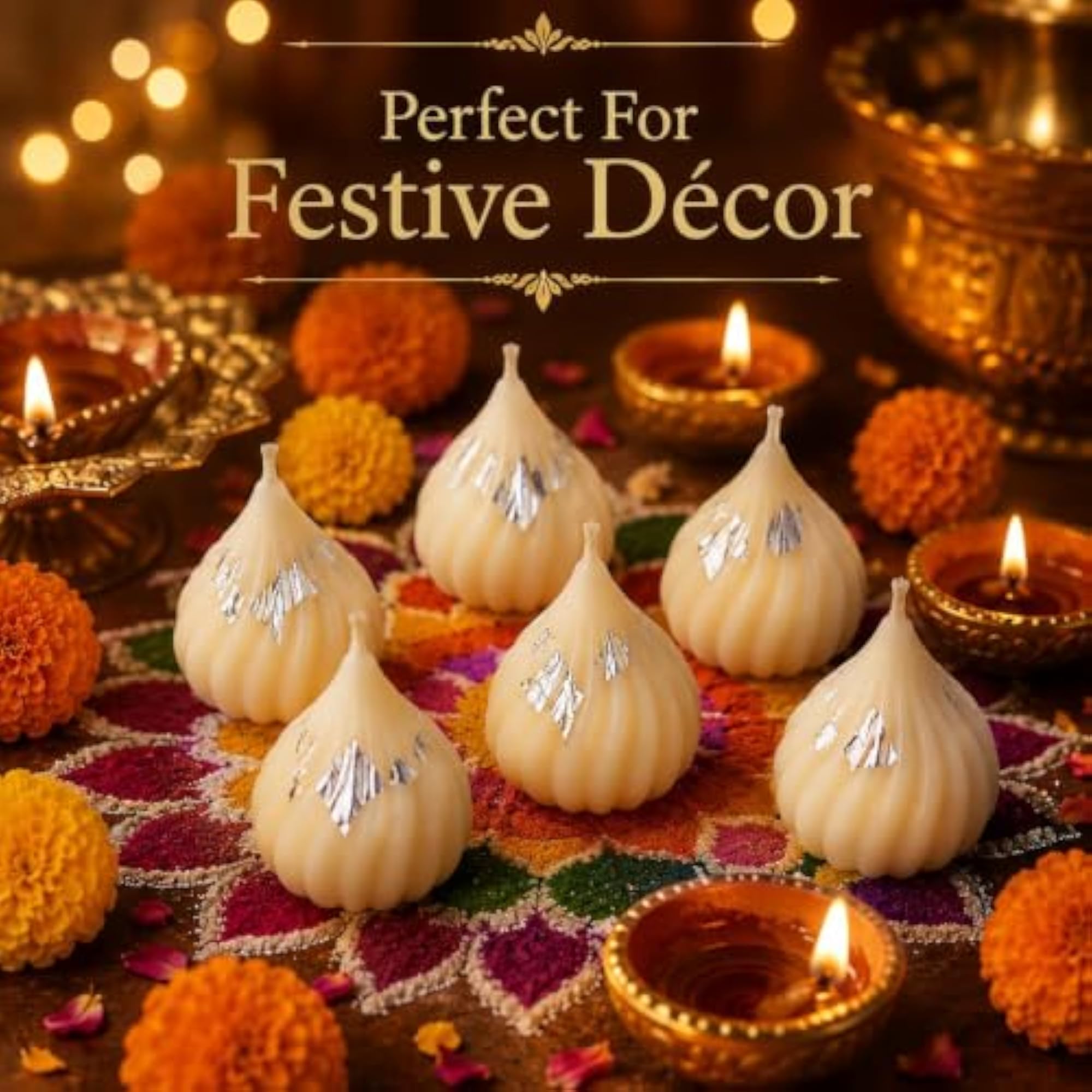 Modak Scented Candle Pack of 6, 100% Natural Soya Wax