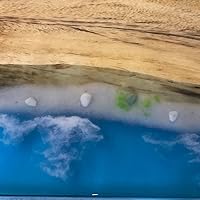 Vista 188 de Mesa de epoxi transparente, mesa de sofá con forma cuadrada, mesa auxiliar de resina de madera, mesa de centro de madera con borde natural para sala