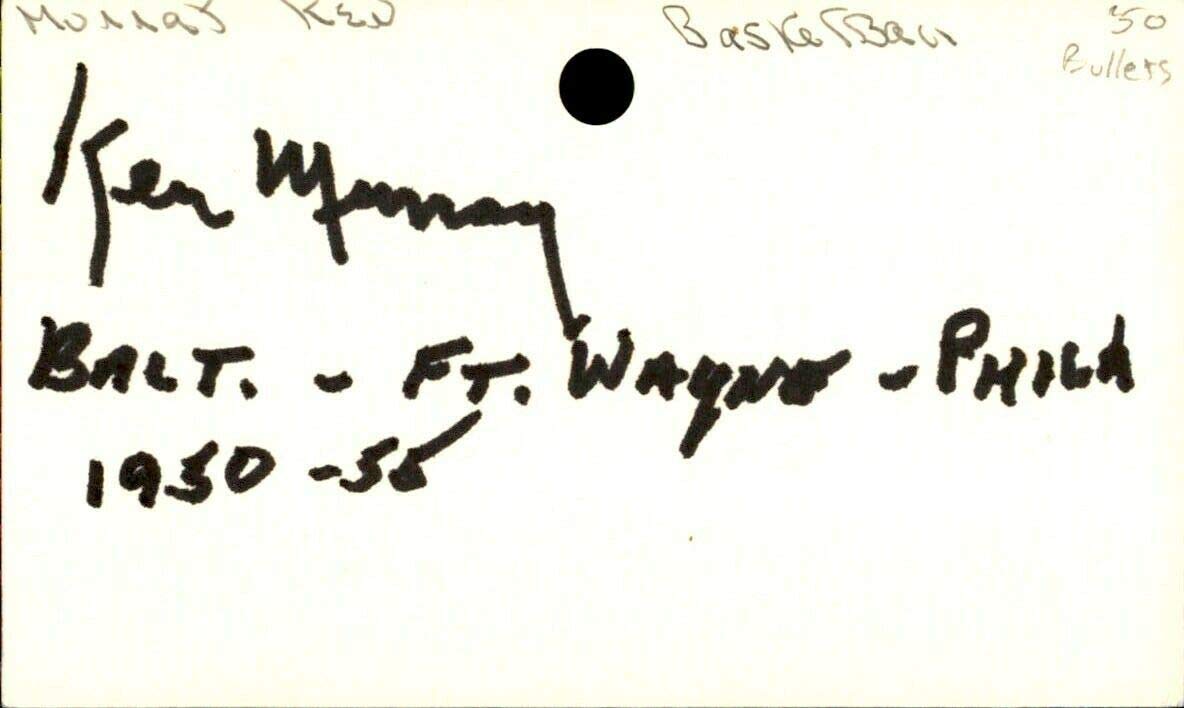 Ken Murray Signed Index Card 3x5 Autographed Bullets Pistons Warriors 60771