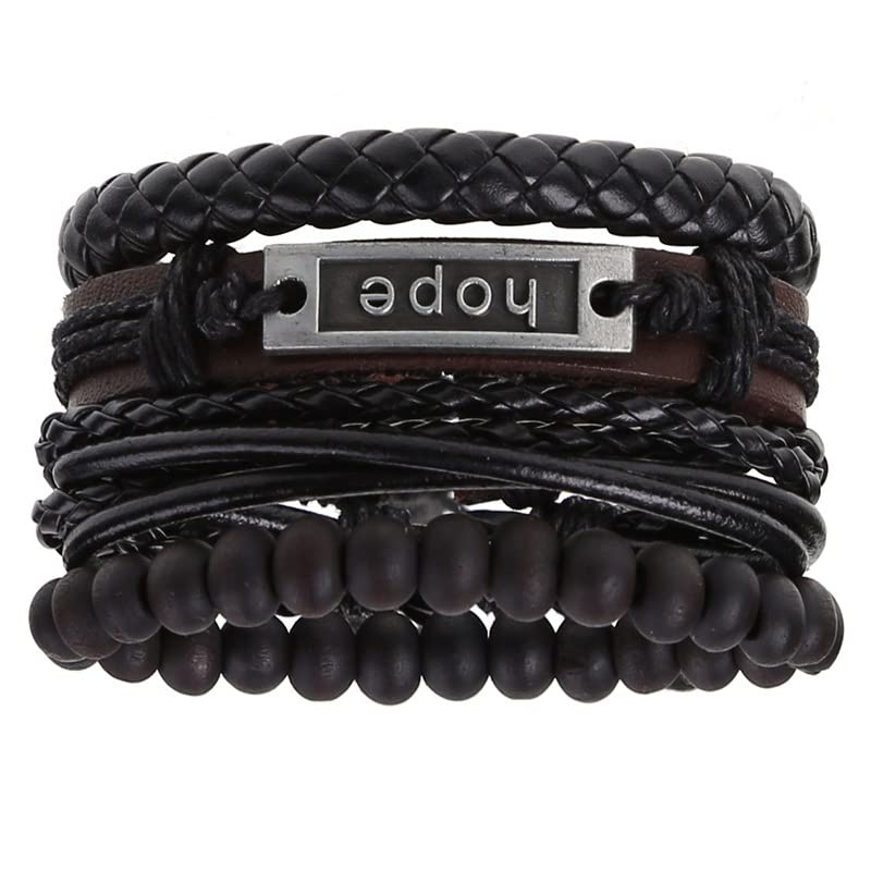 Vientiq Multi-Layered Hope Leather Stylish Wrist Wrap Bracelet for Men and Women (B0C5Y76QRN) Amazon Price History, Amazon Price Tracker
