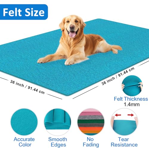 Image of XSEINO Peacock Blue Large Felt Fabric 36 inch X 36 inch(1 Square Yard), 1.4 mm Thick Soft Felt Fabric Sheet for Crafts, Blue Series Colors Soft Nonwoven Fabric, Fit for Decoration, Sewing, DIY Crafts