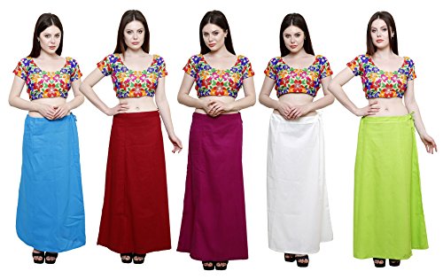 Image of Pistaa's combo of Women's Cotton Best Plain Solid Indian Readymade Inskirt Saree petticoats