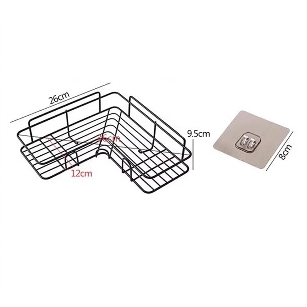 Mensole Bagno Mensola angolare for doccia, organizer angolare adesivo for doccia con ganci, mensola in metallo for doccia da parete for bagno, dormitorio e cucina Portasapone Doccia