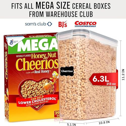 Image of Shazo 2 Pack (6.3L / 213OZ) EXTRA Large Airtight Food Storage Cereal Containers for Bulk Food Storage BPA-Free Plastic Container, Pantry Organization and Canister for Rice, Pasta, Sugar & Flour