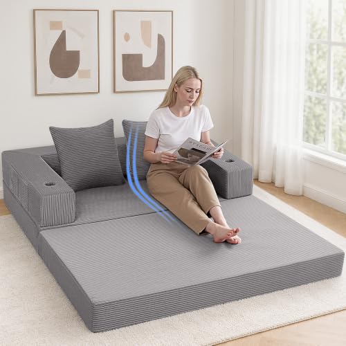 Image of COMAX Futon Sofa Bed, Convertible Sofa Bed, Folding Boneless Couches | Low-Profile Small Boneless Couch for Living Room, 11.8 inch H Low Seat 59 inch Foldable Floor Sofa Lounge Space‑Saving
