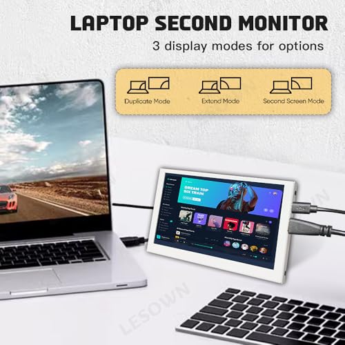 Image of 5 Inch Mini Secondary Display 800x480 IPS LCD Small Auxiliary Monitor Portable Screen for PC Laptop Raspberry Pi Xbox Switch Windows White Aluminium