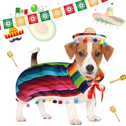 Disfraz Mexicano para Perro Pequeño con Sombrero y Accesorios miniatura 6