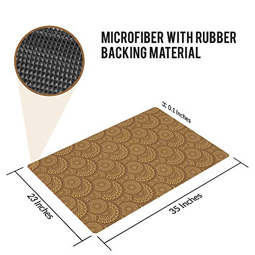 Shape28 Floor Mat Ultra-Thin Kitchen Bathroom Rug With Non Slip Rubber Backing 35X23 Inches Color Mocha Design 1S #TOP1