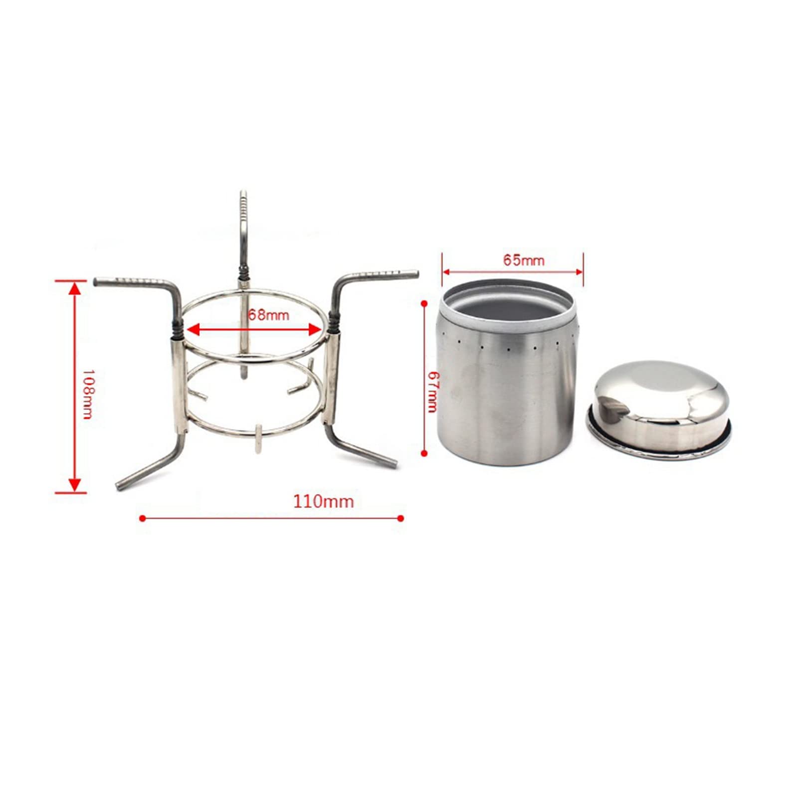 Mini Four à brûleur à Alcool Liquide Ultra-léger en Acier Inoxydable Portable avec Support de Support pour Sac à Dos, Pique-Nique, randonnée, Camping, Survie
