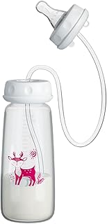Anti Kolik Trinkflasche - 240ml Handfrei Babyflasche Aus Silikon, Rutschfeste Silikonflasche Mit Sauger Und Strohhalm, Schnellfluss Sauger Ab 3 Monaten Mit Schlauch Trinksystem Für Babys