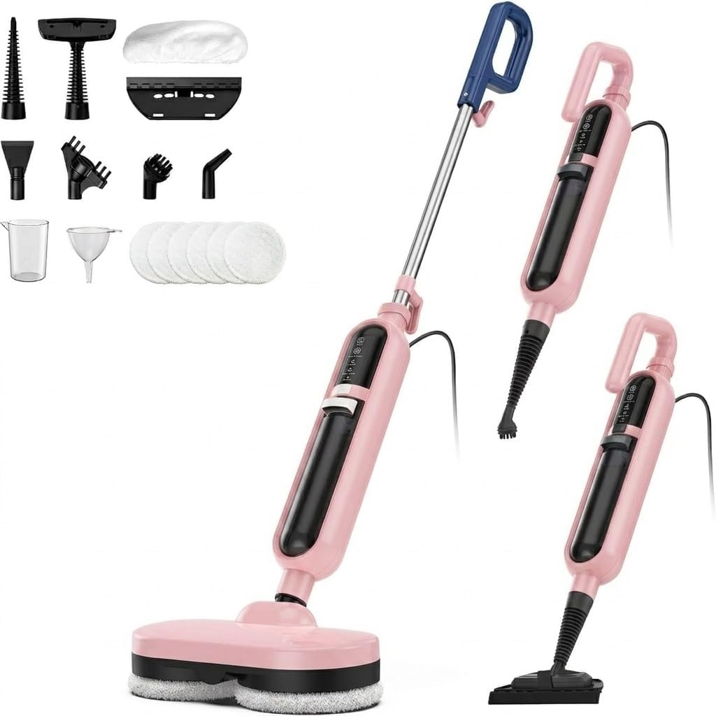 Motorized Scrubbing Steam Mop, 260+ Scrubs/Min, High-Temp Steam