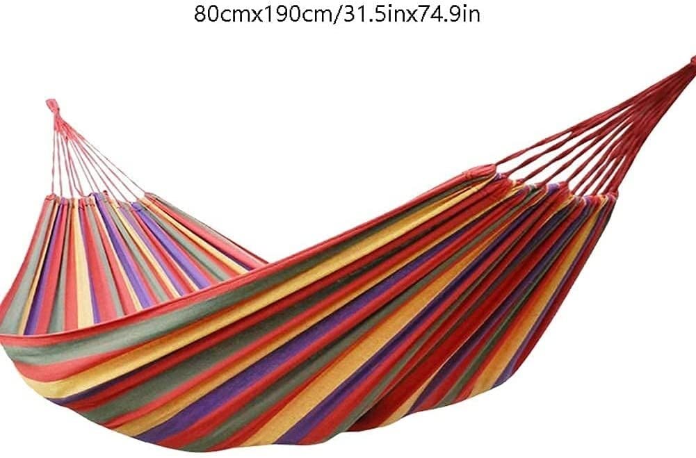 Hamac Portable d'extérieur, Hamac de Camping 2 Places avec Sangles d'arbre et Sac de Rangement Rouge 80x190 cm
