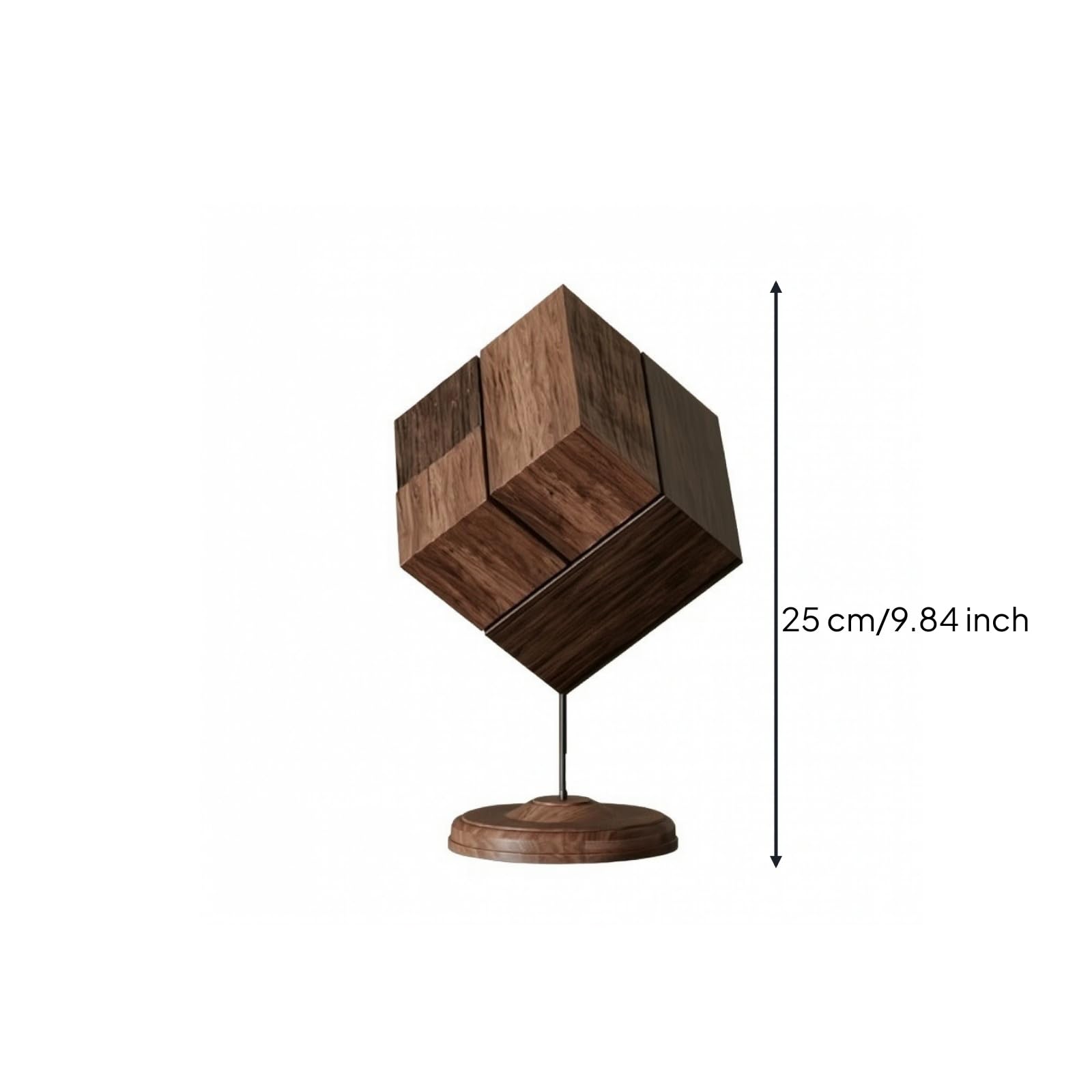 Qianly Cubo corativo con Veteado | Conceptual, Escultura Cubo con Soporte Metal, Rústica, Adorno Mesa Base, para Estanterías, Escritorio