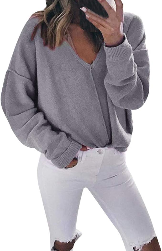 Felpa Donna Con Cappuccio E Scollo A V | Maglione Leggero Autunno 2024 | Modello Elegante E Comodo