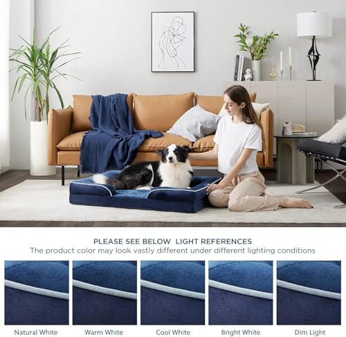 Image of Cutepups Orthopedic Dog Bed Comfortable Dog Mattress for Sleeping, Washable pet Bed for Dogs (Navy Blue, L)