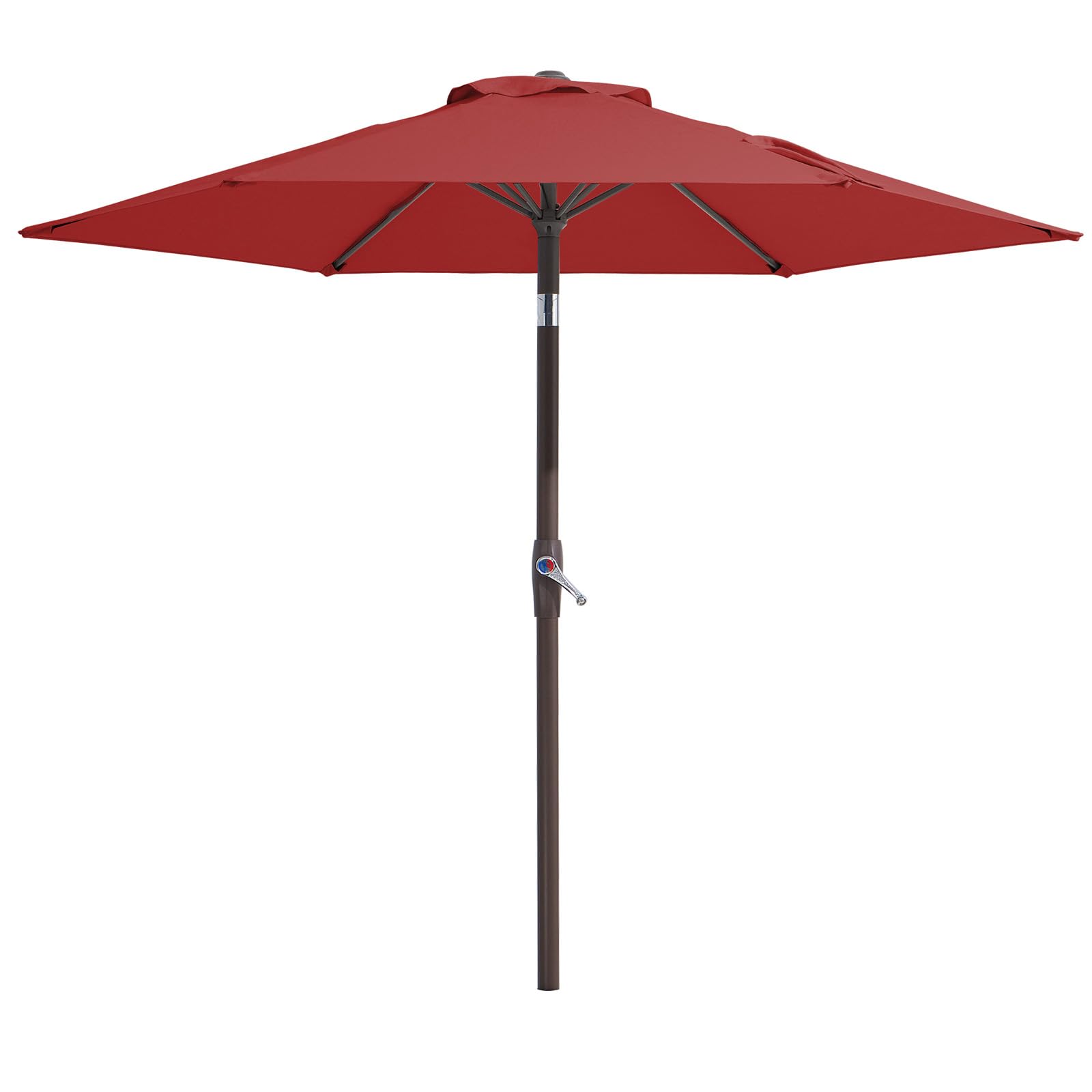 Palawano 2.26m Garden Parasol, Patio Umbrella with Push Button Tilt & Crank System, UPF50+ UV Protection Outdoor Sun Shade for Garden, Patio, Deck, Backyard & Pool, Red