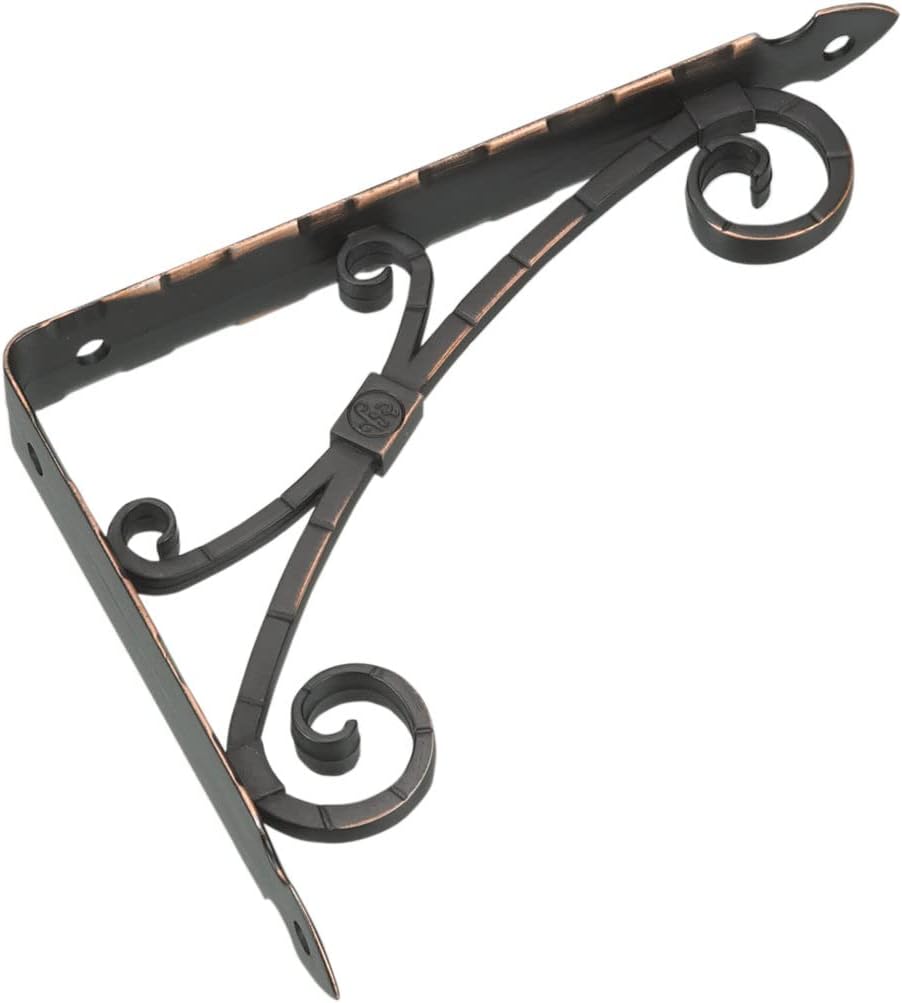 Richelieu Hardwear 4975ORB090V Onward 9-1/8 in. (232 mm) x 7-1/8 in. (181 mm) Traditional Decorative Shelf Bracket, Oil-Rubbed Bronze Finish
