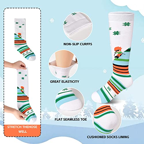 Zhooge Kids Ski Socks 2 Pairs/3 Pairs, Merino Wool Snow Socks Kids, Winter Warm Thermal Ski Socks, Boys Girls Ski Socks For Outdoor Skiing Snowboarding Orange+Blue Medium #TOP3