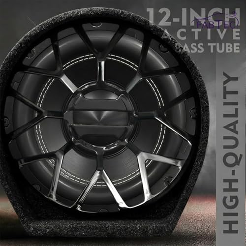 Image of FABTEC 12 inch 6500W Active Bass Tube Subwoofer for Car Built-in Amplifier Deep Punchy Bass Premium Grey Finish with Amplifier Wire kit