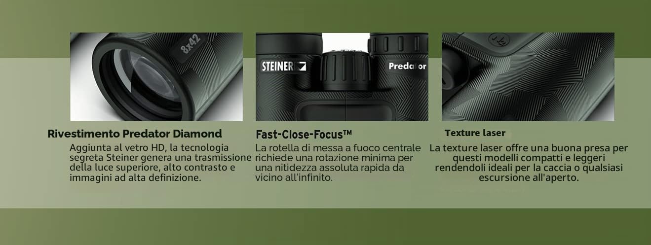 Steiner Binocolo Predator, versatile e leggero, per caccia, per cacciatori di inizio stagione o con copertura pesante