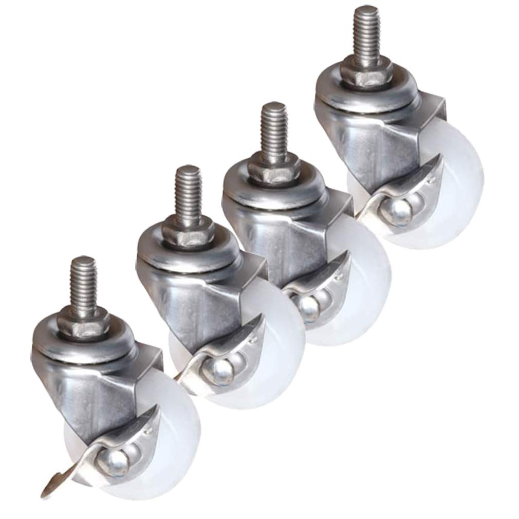 Roulettes pivotantes M8 en nylon et inox pour chaise de bureau