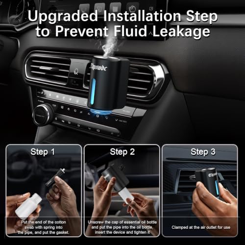 Image of Car Air Freshener Diffuser, Smart Car Air Freshener with Three Adjustable Modes, Aromatizante para Carro with 8pcs Essential Oil, Car Fresheners Long Lasting, Black