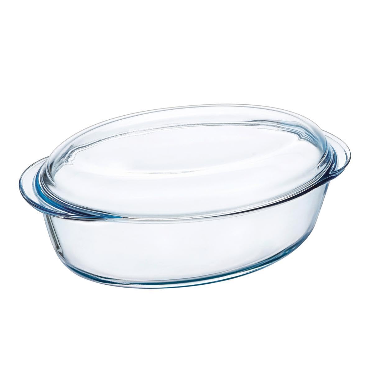 Oval Casserole Dish 33 x 20 x 13 cm, Glass, Clear, 33 cm