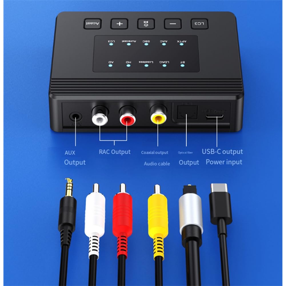 Transmetteur Récepteur Bluetooth 6.0 2 en 1 AUX/pour Casques pour TV Voiture Support HD Haute Fidélité
