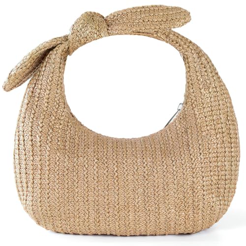 Bolso de mano tejido de paja para mujer miniatura 1